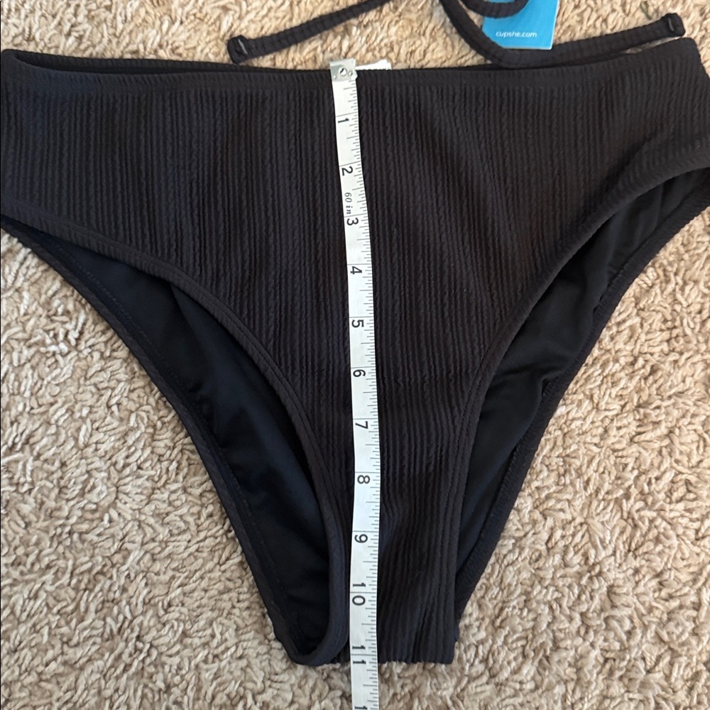 Cupshe Chocolate Brown Ribbed Bikini size S NWT - Picture 4 of 8